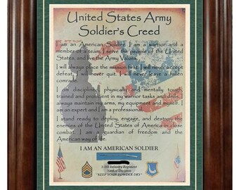 BEST U.S. Army Soldier's Creed Aged Parchment Matted PERSONALIZED (with Coin Option)
