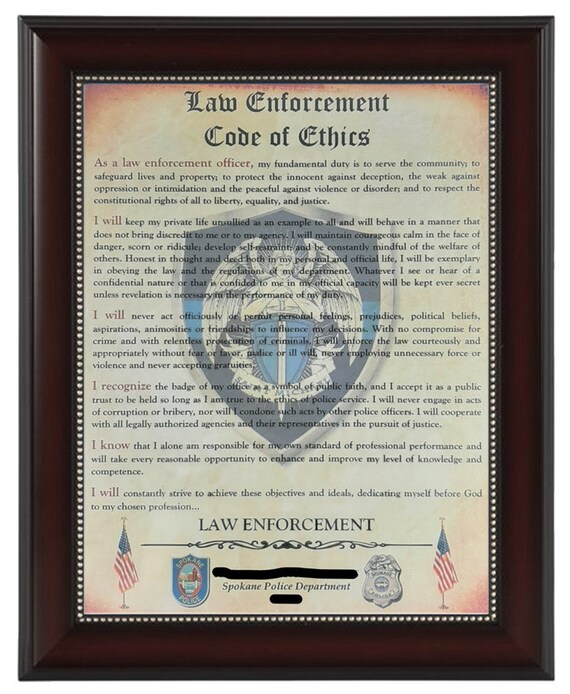 Better Law Enforcement Code Of Ethics Aged Parchment Etsy