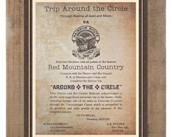 Old West: Rainbow Route Silverton Railroad Advertisement Reproduction Printed on Aged Parchment Custom Matted and Framed (F5)