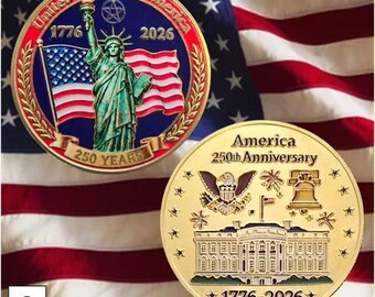 Challenge Coin: America's 250th Anniversary #3 Liberty Flag White House