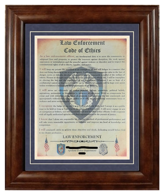 Best Law Enforcement Code Of Ethics Aged Parchment Framed Etsy Best Law Enforcement Code Of Ethics Aged Parchment Framed Etsy