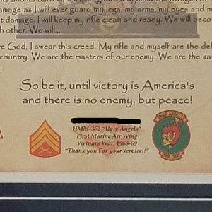 BEST Marine Corps Rifleman's Creed Aged Parchment Framed | Etsy