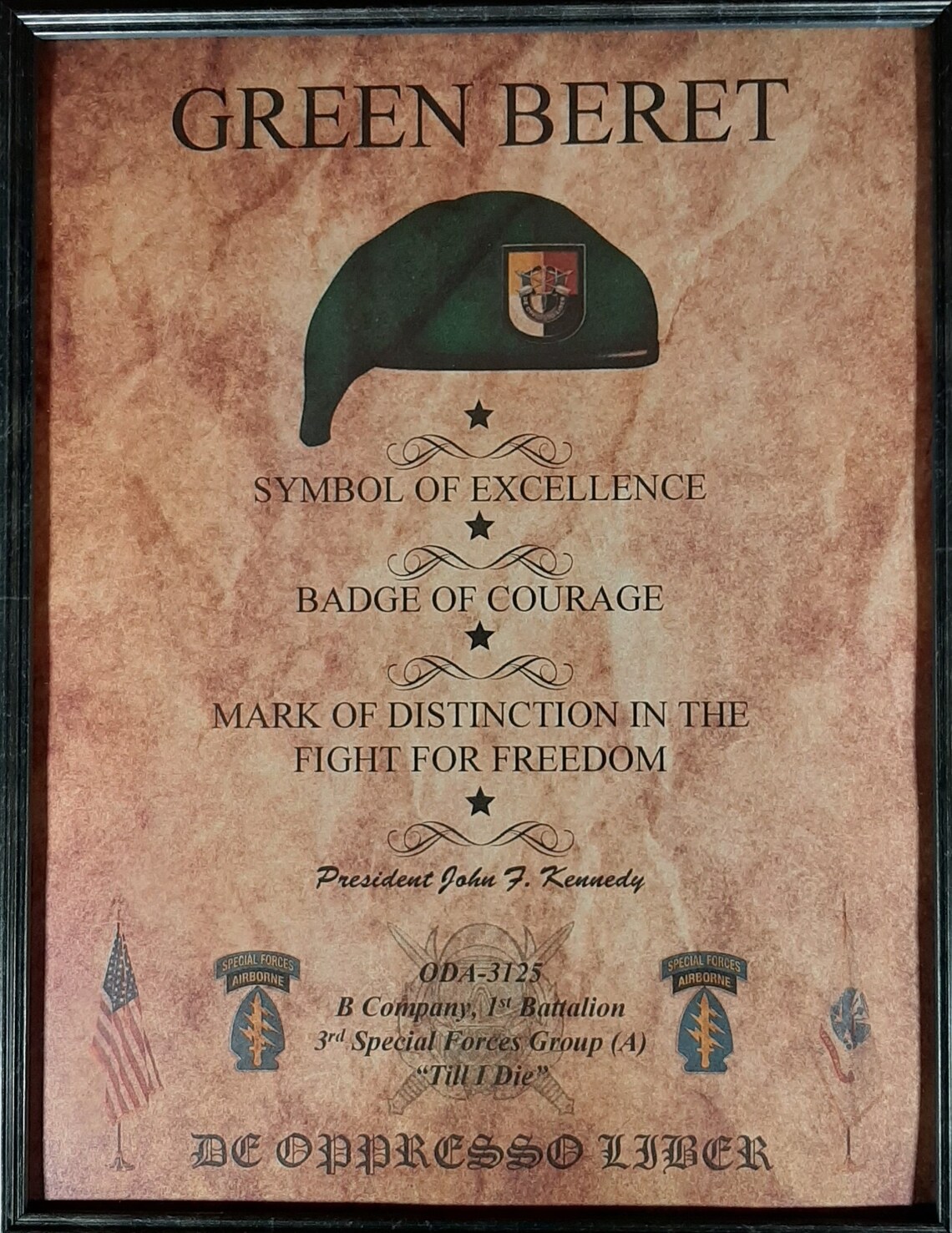 BETTER Army Special Forces JFK Green Beret Quote Aged Etsy
