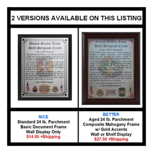 NICE or BETTER U.S. Army Drill Sergeant Creed PERSONALIZED (with Coin Option)