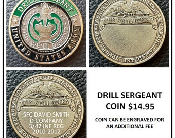 Challenge Coin: U.S. Army Drill Sergeant (Engraving Available)