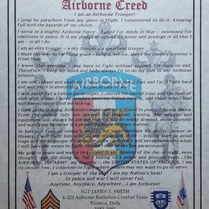 NICE or BETTER U.S. Army Paratrooper Airborne Creed: SETAF Personalized (with Airborne Coin Option)
