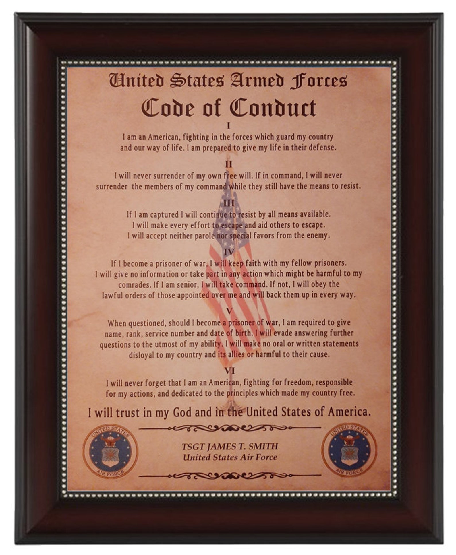 BETTER U.S. Military Code of Conduct Army Navy Air Force Etsy