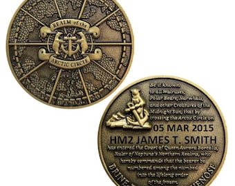 Challenge Coin: ENGRAVED Navy Crossing the Line Bluenose