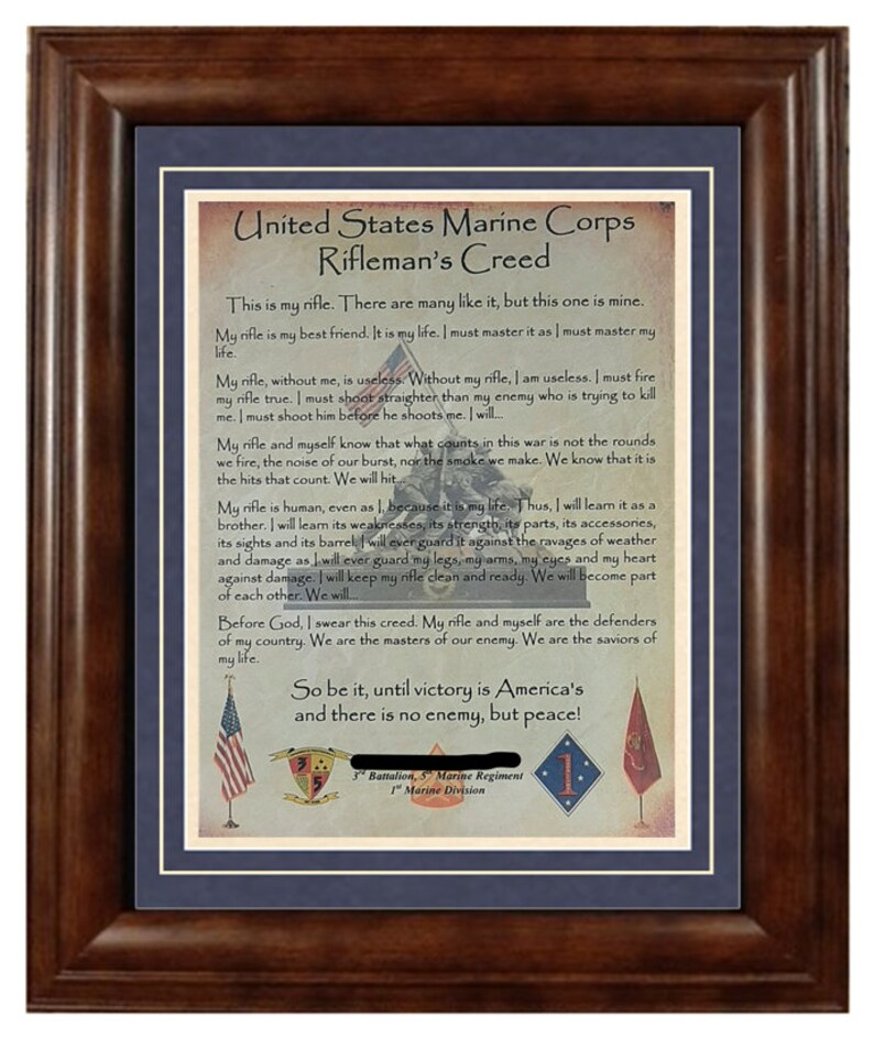 BEST U.S. Marine Corps Rifleman's Creed Aged Parchment - Etsy