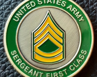 Challenge Coin: U.S. Army Sergeant First Class E7 SFC Rank (ENGRAVING AVAILABLE)
