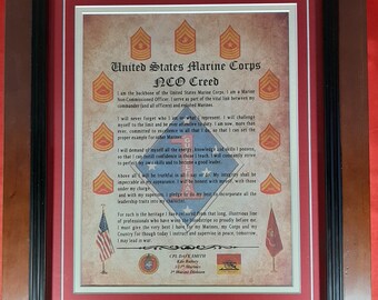 BEST Marine Corps Rifleman's Creed Aged Parchment Framed | Etsy