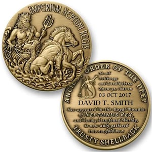 Challenge Coin: ENGRAVED Navy Crossing the Line Shellback