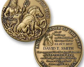 Challenge Coin: ENGRAVED Navy Crossing the Line Shellback