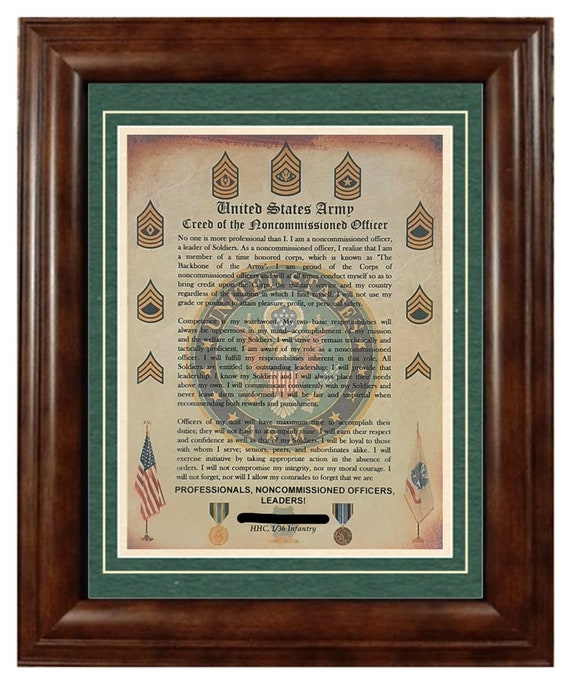 BEST U.S. Army NCO Creed of the Officer Aged Etsy