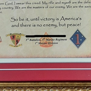 BEST Marine Corps Rifleman's Creed Aged Parchment Framed | Etsy