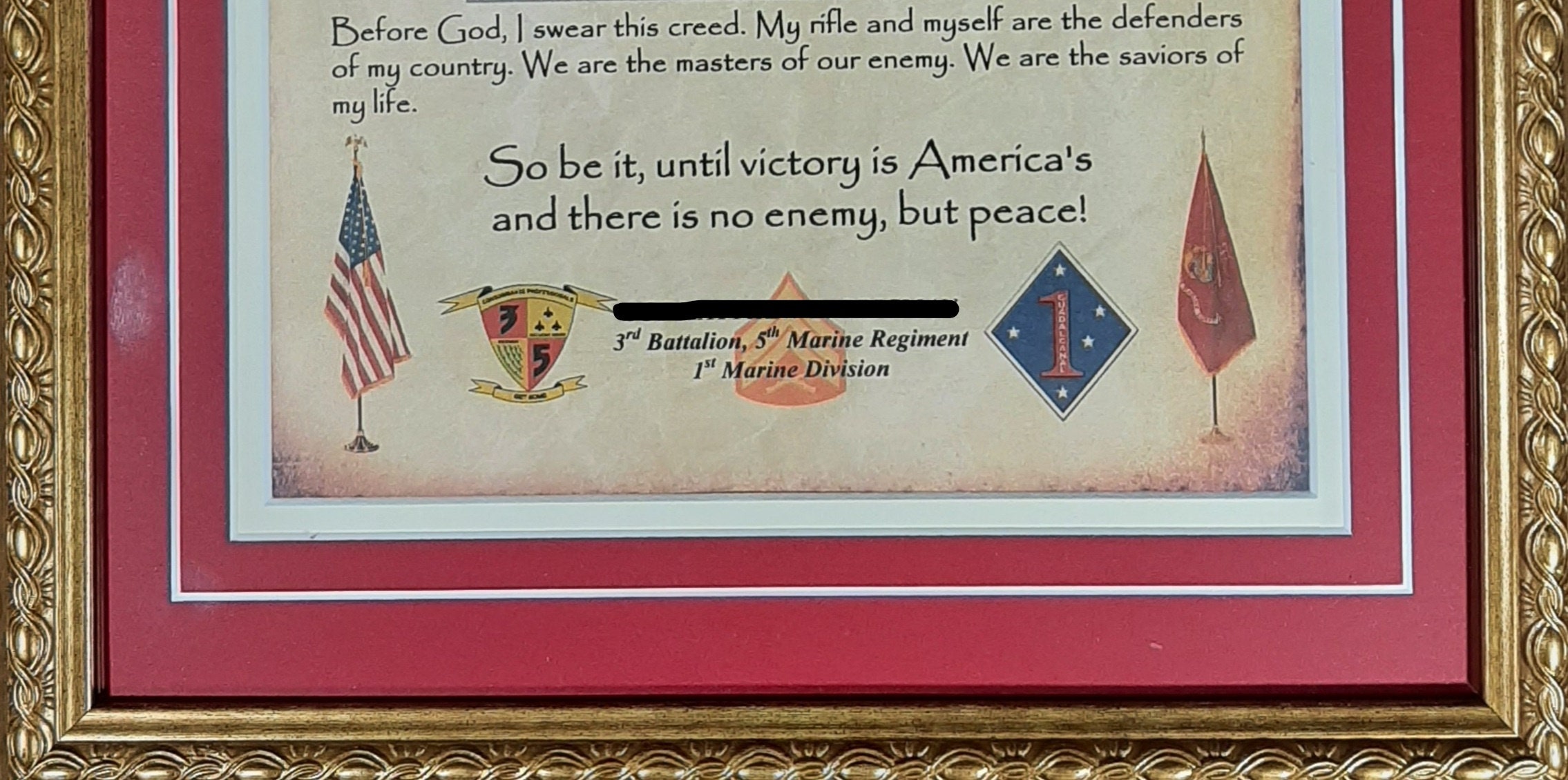 BEST Marine Corps Rifleman's Creed Aged Parchment Framed | Etsy