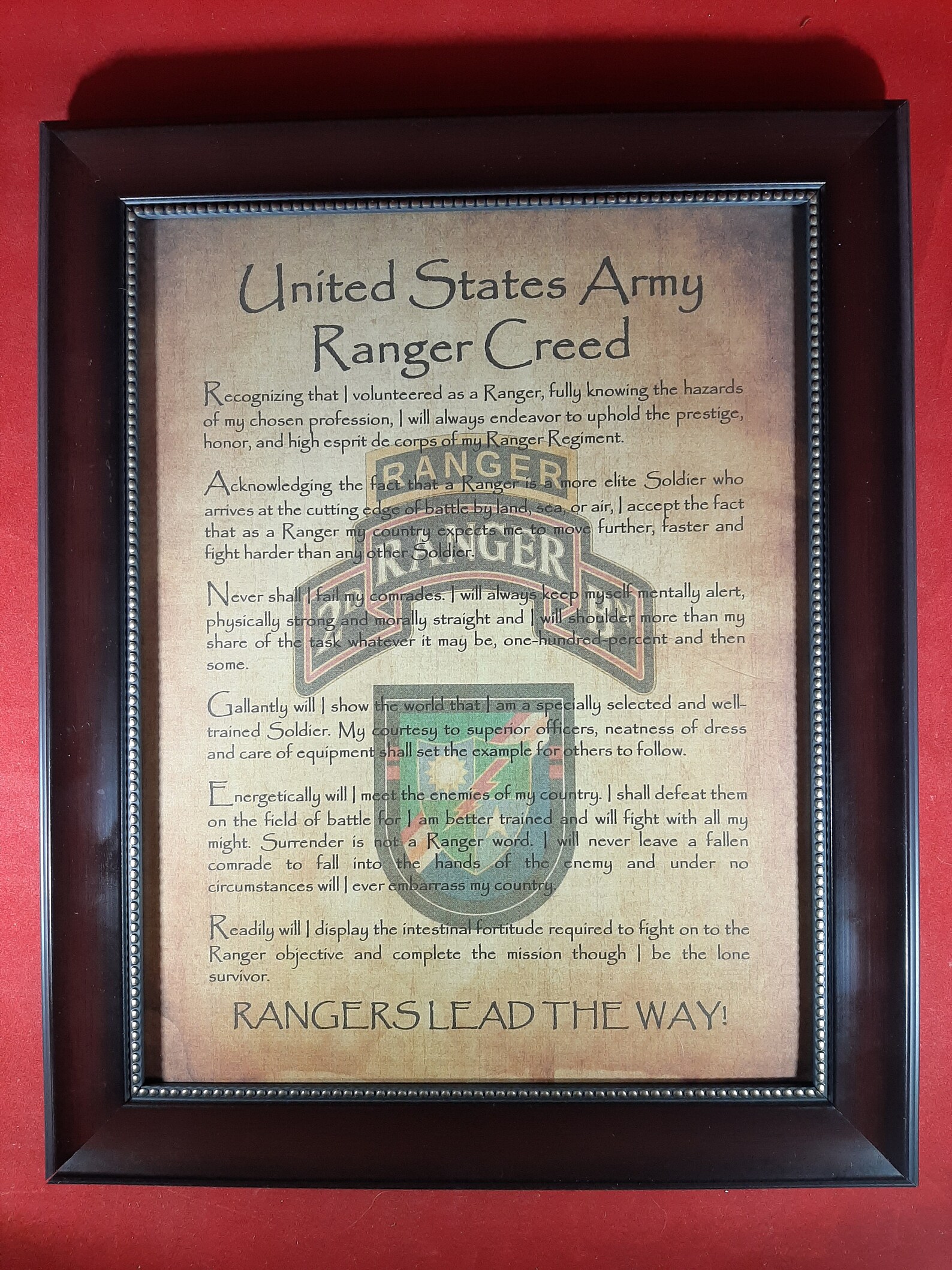 BETTER Army Ranger Creed Choice of Battalions / Units Aged Etsy