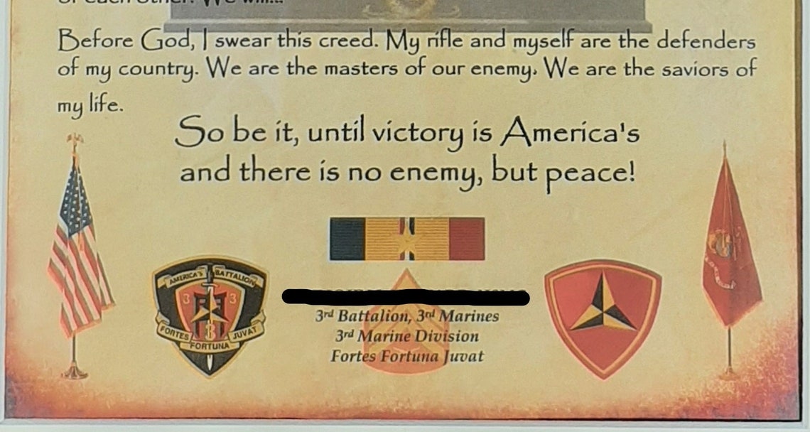NICE or BETTER Marine Corps Rifleman's Creed PERSONALIZED | Etsy