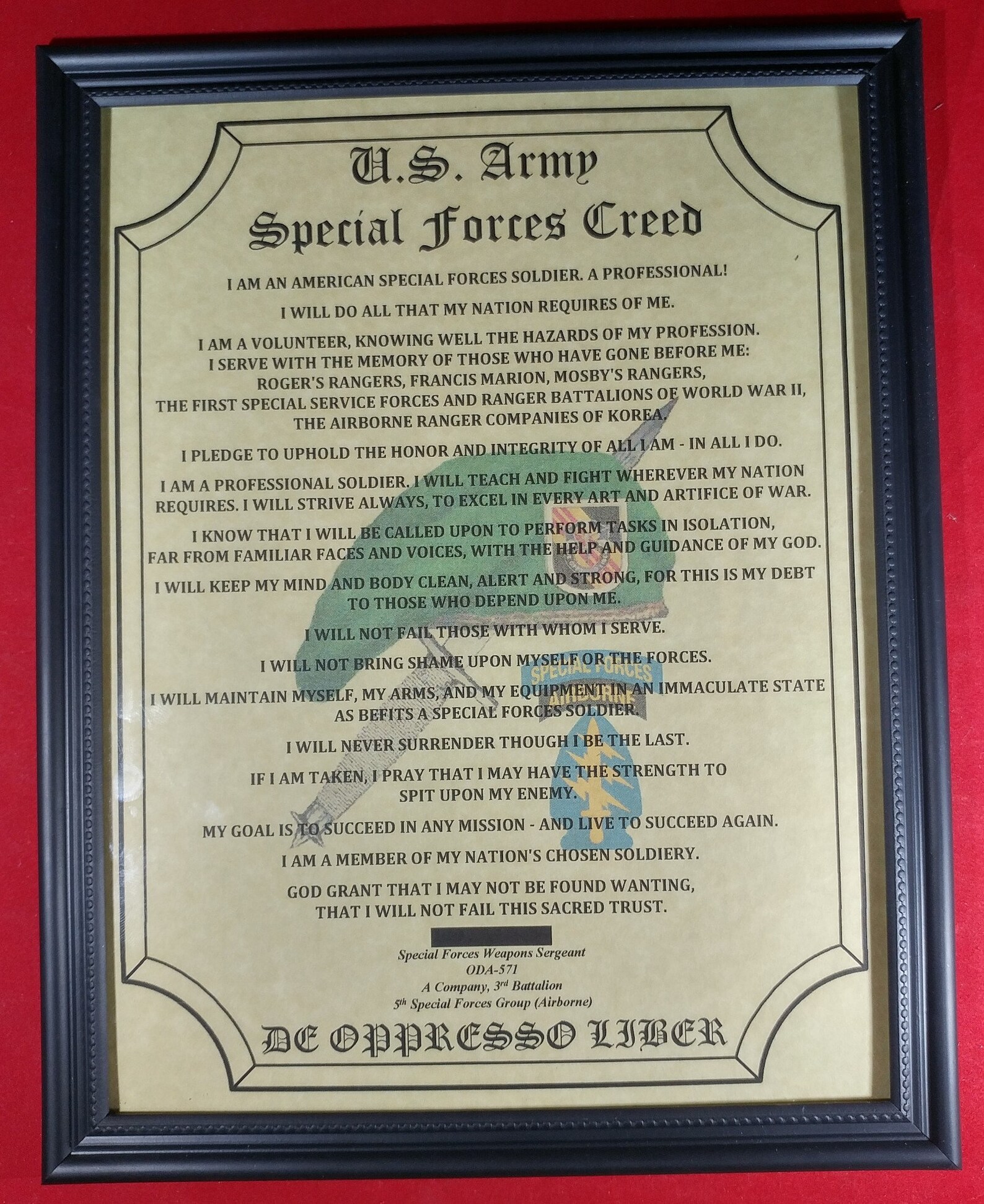 NICE or BETTER Army Special Forces Creed Green Beret Etsy