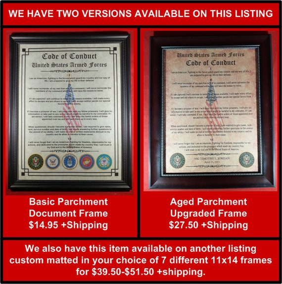 Nice Or Better Military Code Of Conduct Army Navy Marines Air Conduct Army Navy Marines Air, Military Picture Frames Army