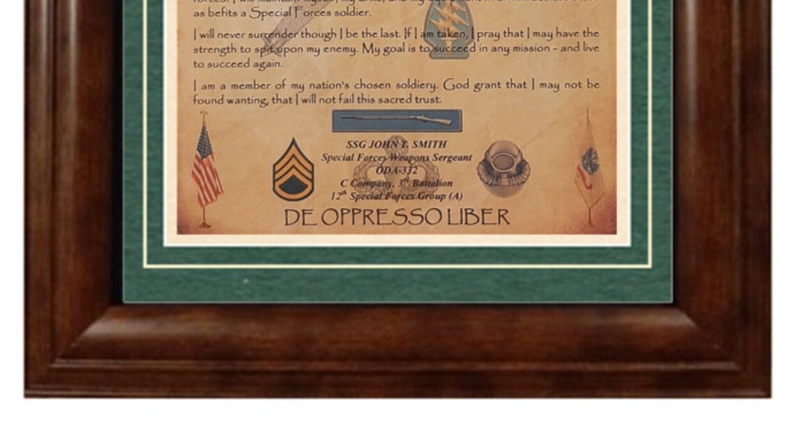 BEST U.S. Army Special Forces Creed Green Beret Aged Parchment Etsy