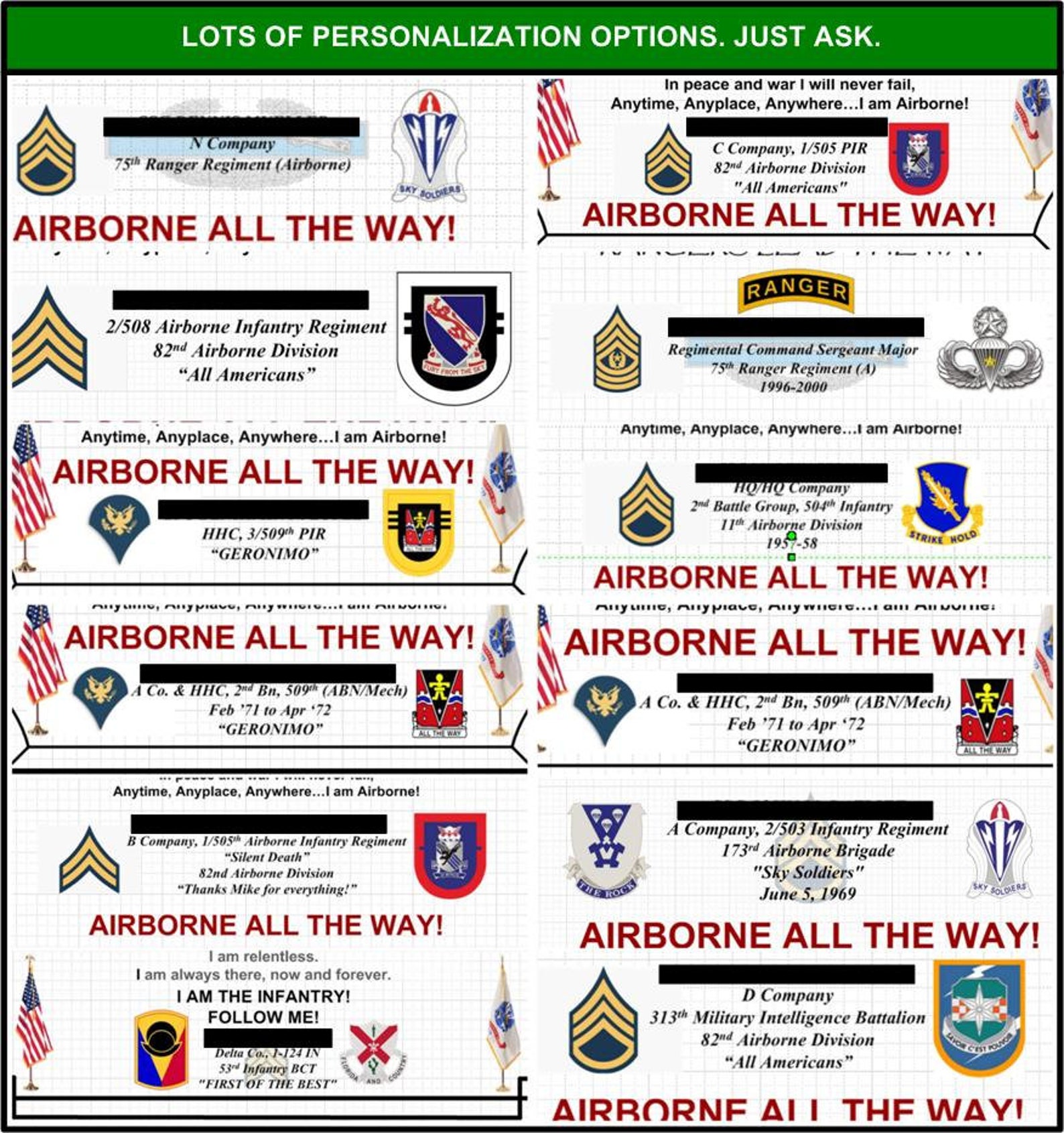 BEST Army Airborne Creed All Units Available 82nd 509th 173rd Etsy
