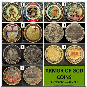 Challenge Coin: Religious Armor of God 7 Versions (Your Choice)