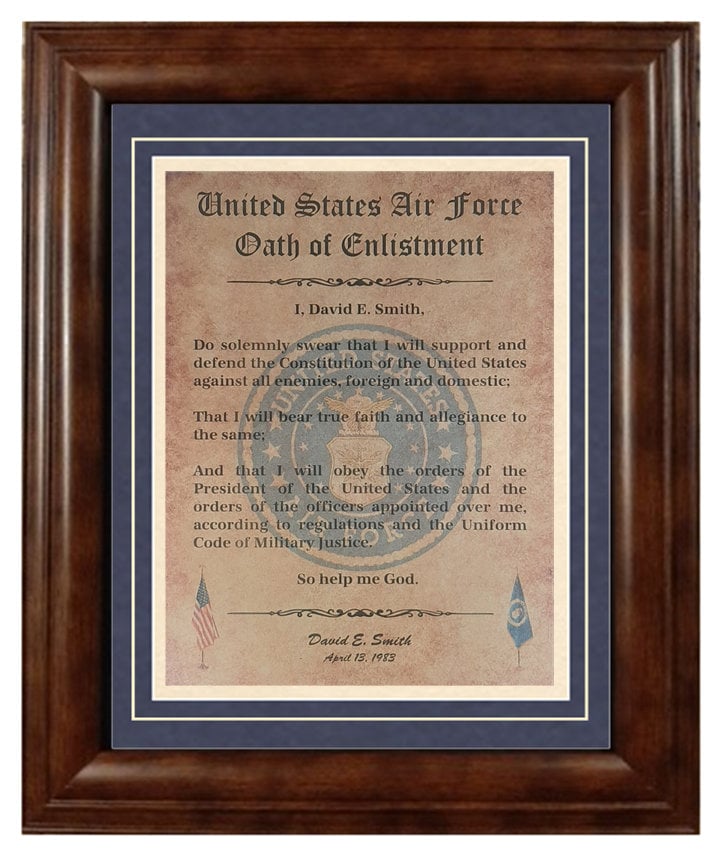 best-us-air-force-oath-of-enlistment-certificate-framed-matted-etsy