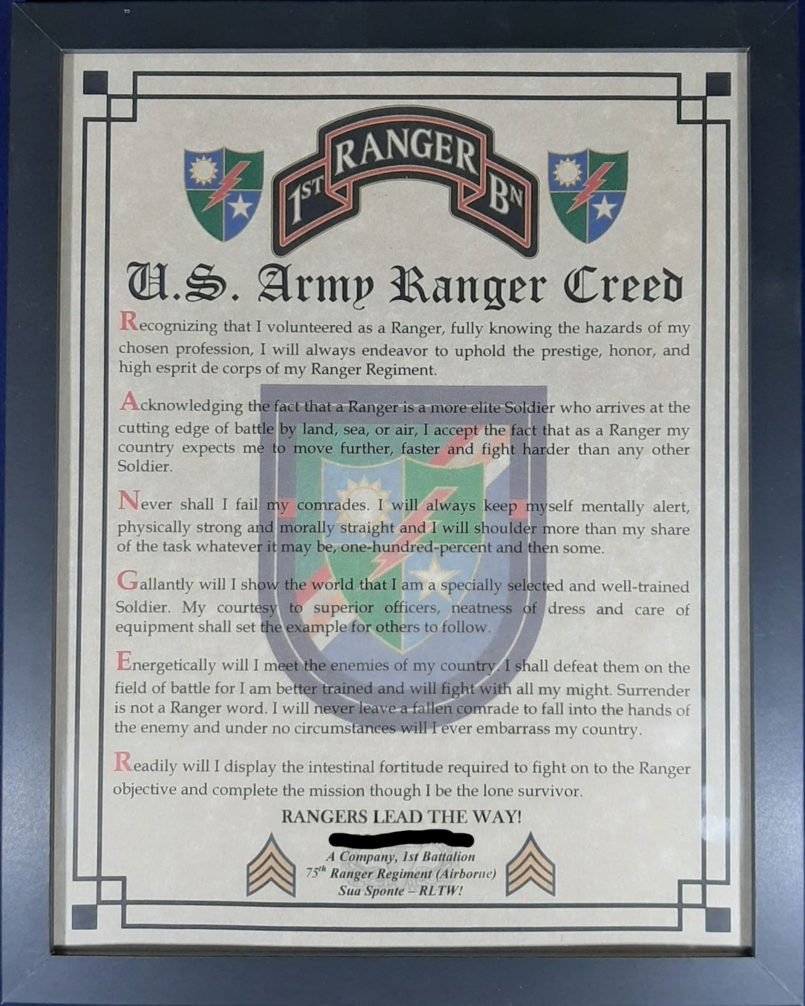 NICE or BETTER U.S. Army Ranger Creed Choice of Battalions / | Etsy