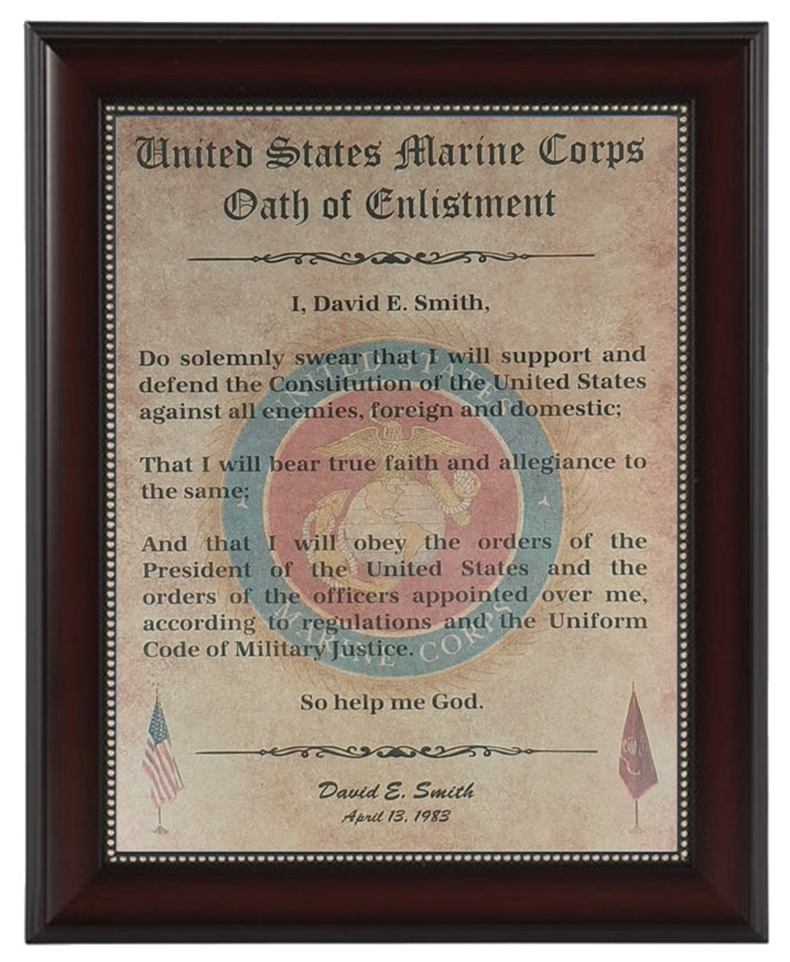 NICE or BETTER Oath of Enlistment Certificate: U.S. Marines - Etsy