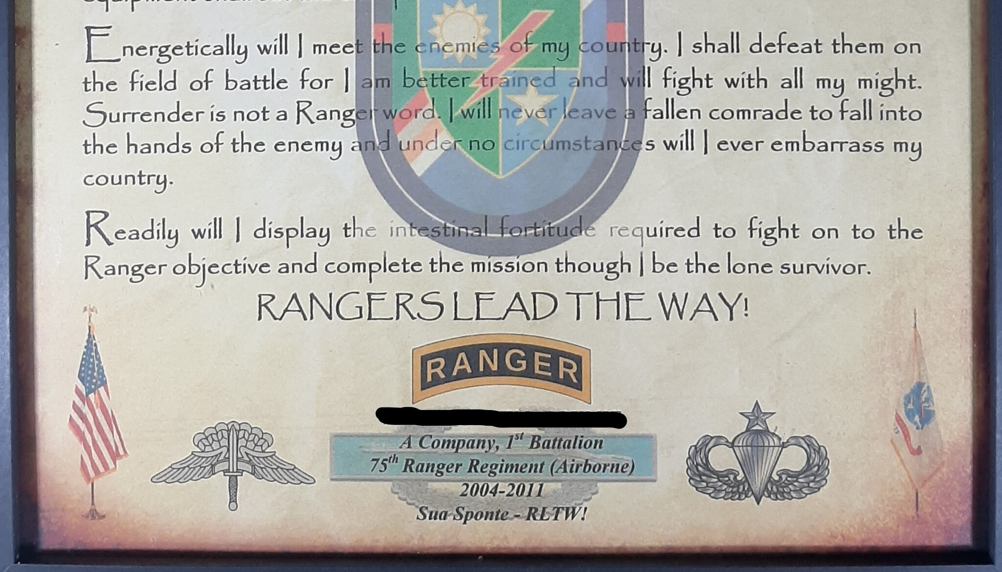 NICE or BETTER Army Ranger Creed Choice of Battalions / Units Etsy