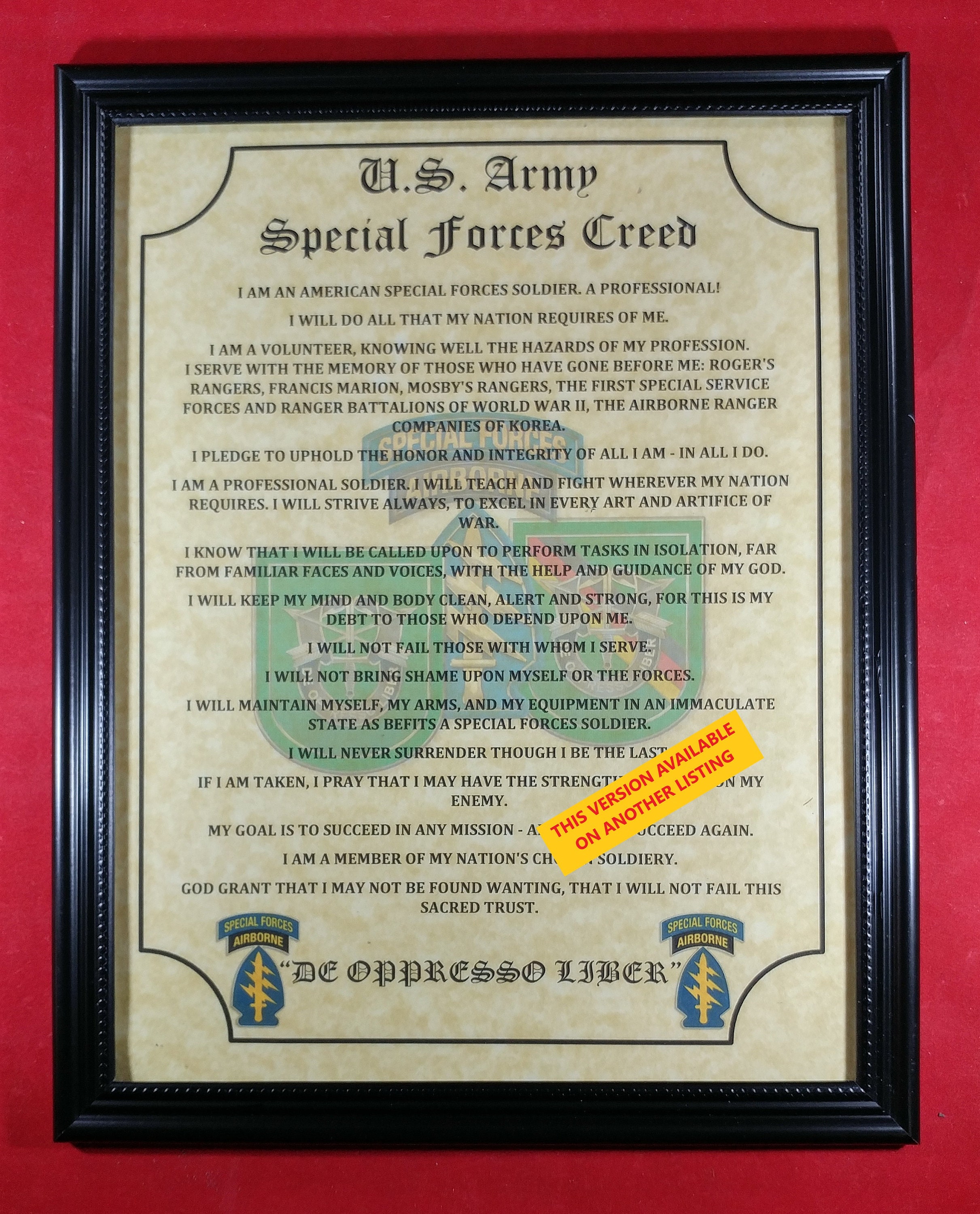 NICE or BETTER Army Special Forces Creed Green Beret Etsy
