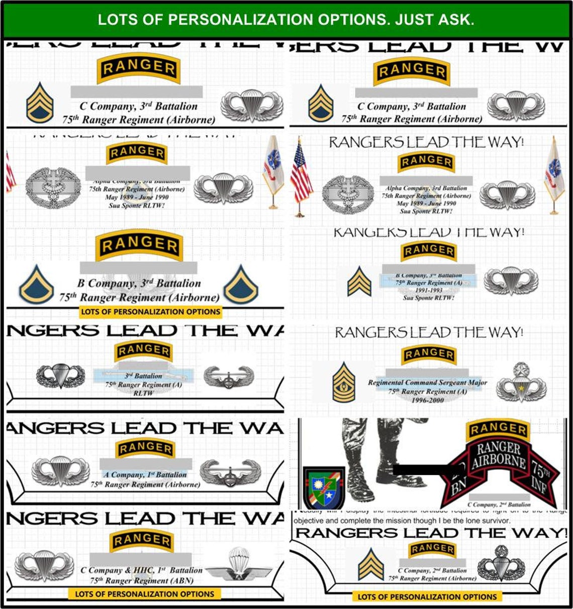 NICE or BETTER Army Ranger Creed Choice of Battalions / Units Etsy