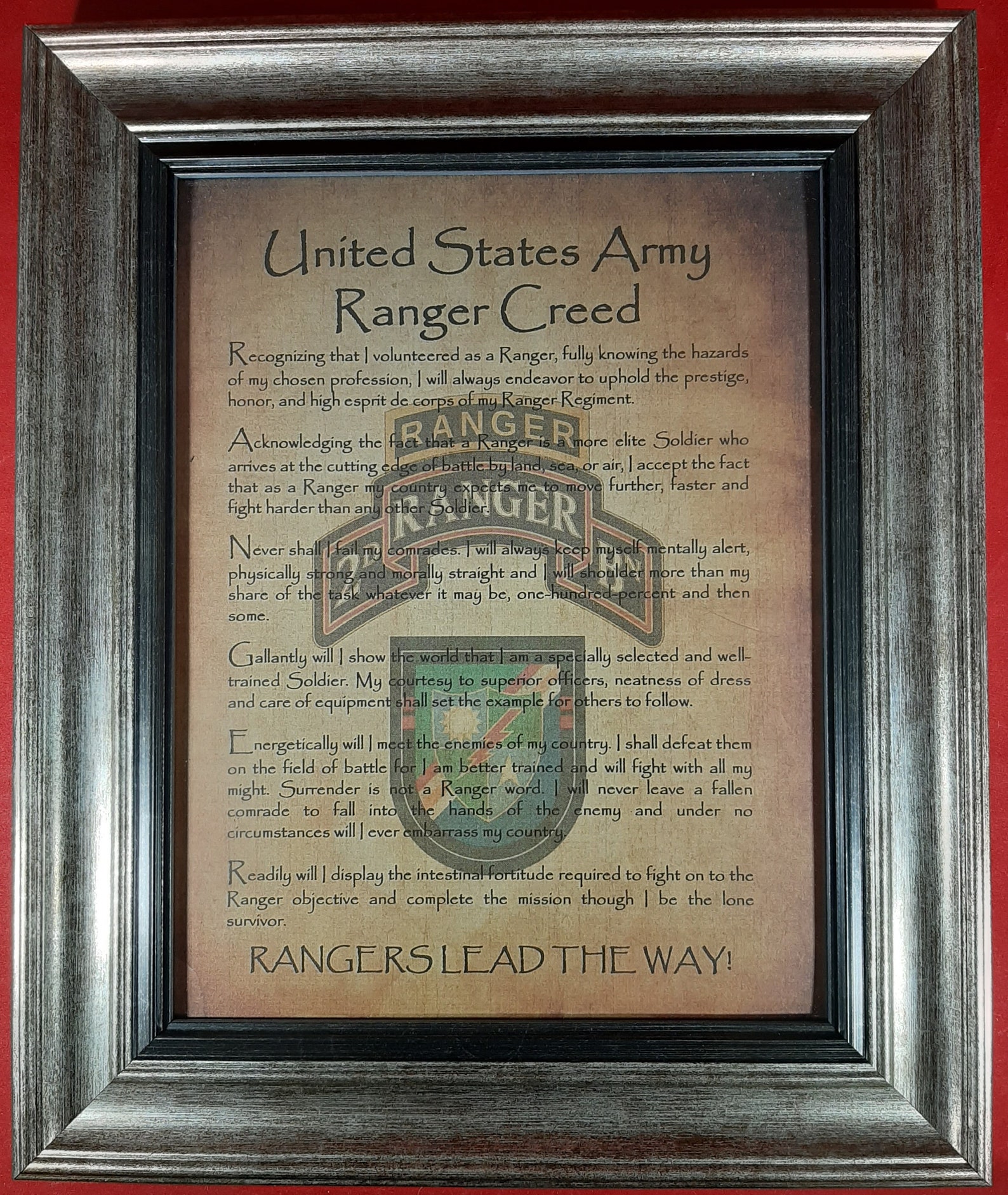 NICE or BETTER Army Ranger Creed Choice of Battalions / Units Etsy
