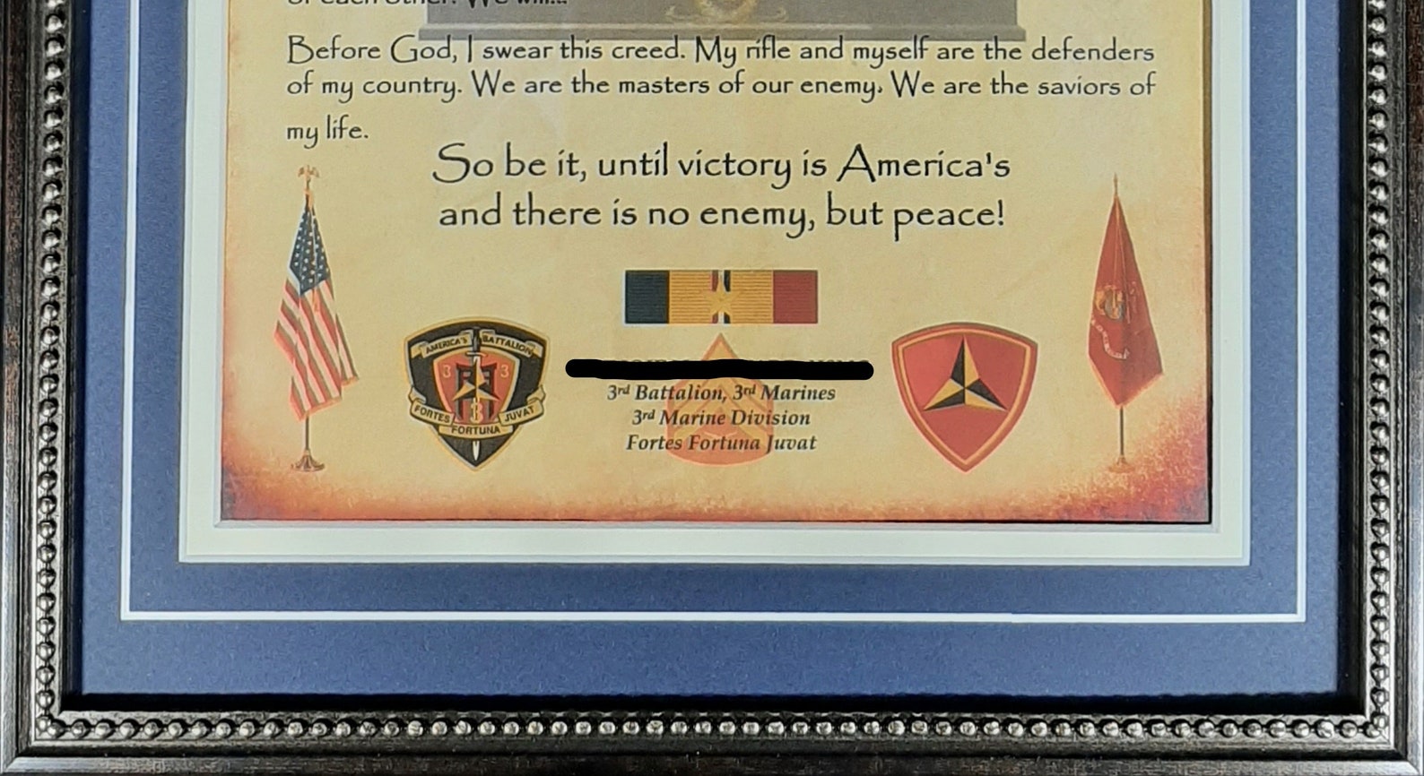 BEST Marine Corps Rifleman's Creed Aged Parchment Framed | Etsy
