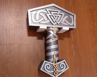 Handmade Mjolnir Viking Hammer with wall mount