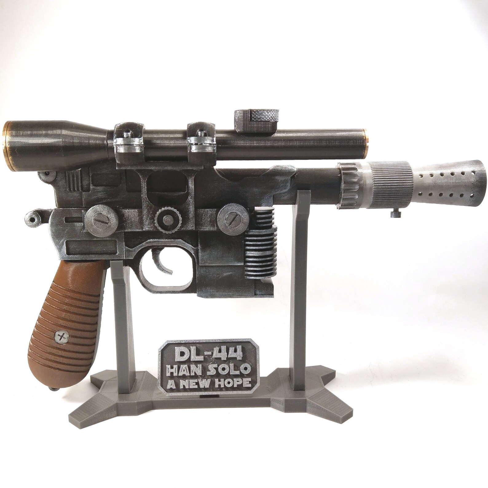 Han Solo DL44 Blaster with Stand Star Wars Prop Cosplay Etsy