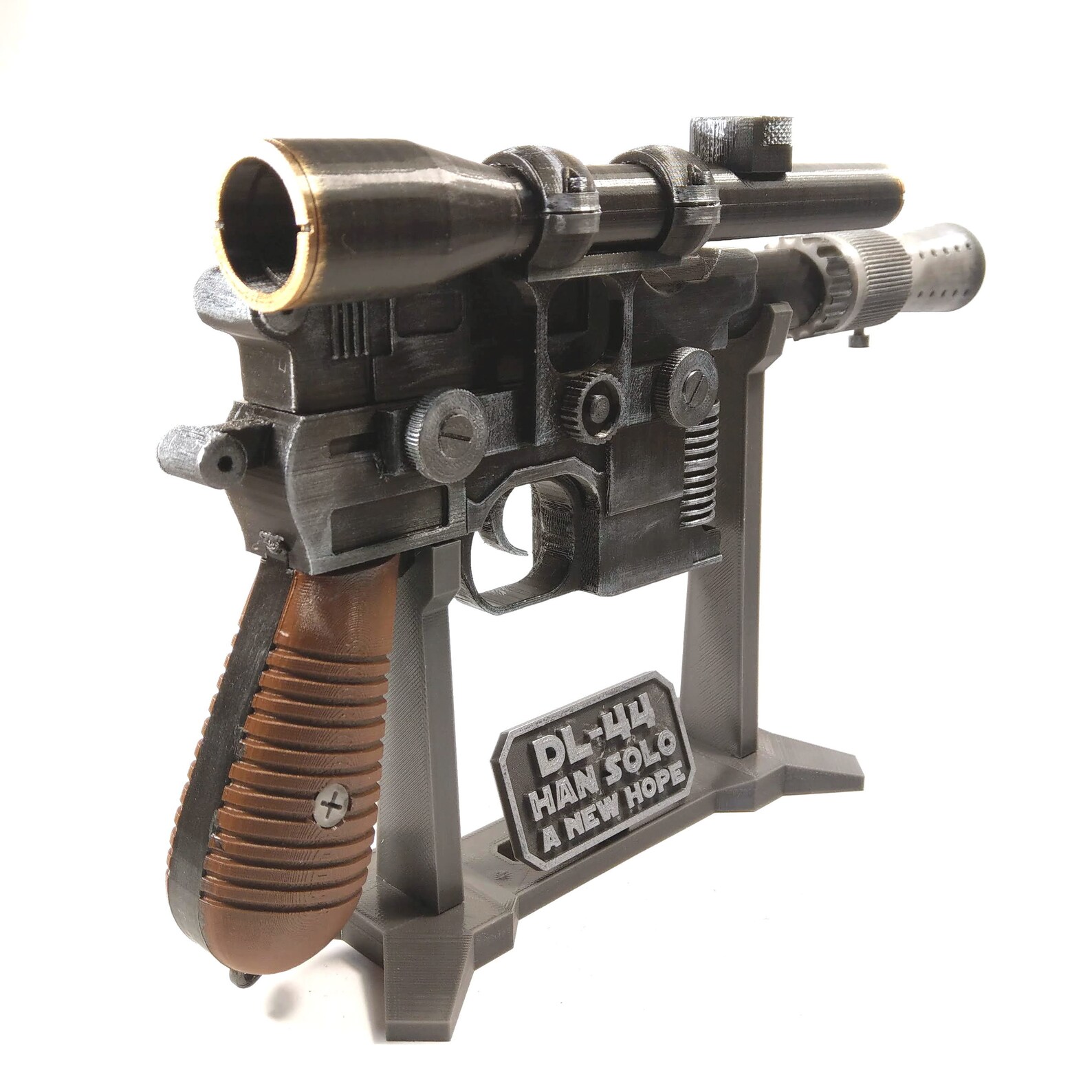 Han Solo DL44 Blaster with Stand Star Wars Prop Cosplay Etsy