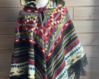 Adult Alpaca Wool Poncho V Style