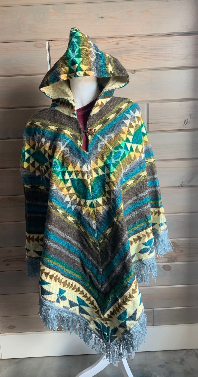 Adult Alpaca Wool Poncho V Style