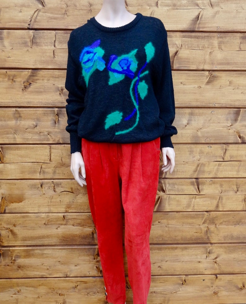 Vintage black floral sweater