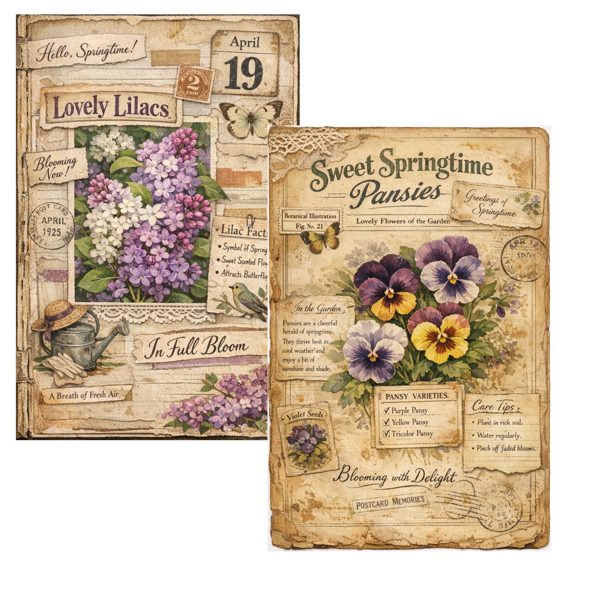 Spring Garden Journal – Vintage Botanical Junk Journal Kit, Scrapbook ...