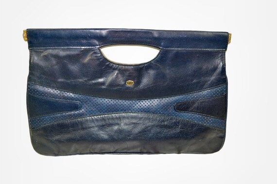 Clutch Bag Blue Vintage Envelope Handbag 14 X 9 In Etsy