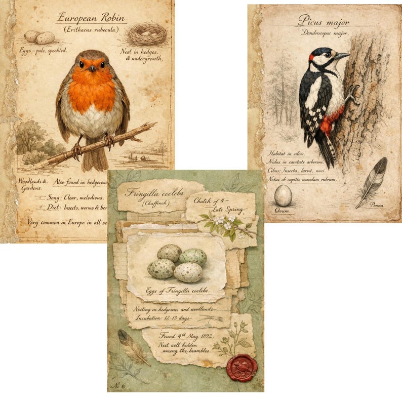 Bird Junk Journal Kit – Woodland Birds Mega Bundle Printable Journal ...