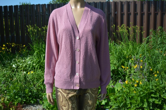 Dusty Rose Cardigan Vintage Sweater 
