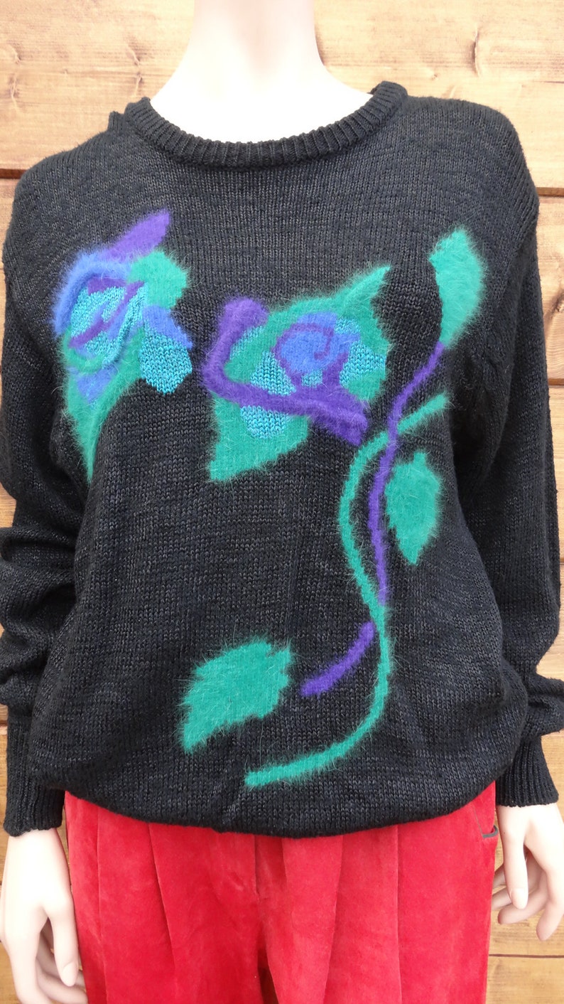 Vintage black floral sweater