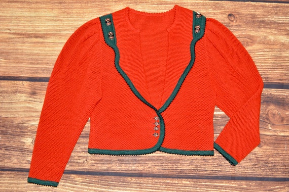 Austrian cardigan Dirndl sweater Puff sleeve card… - image 4