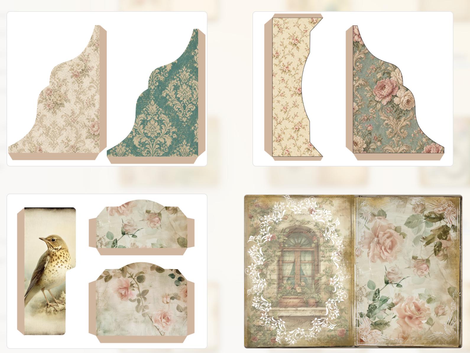 Printable Shabby Chic Journal Pages, Vintage Junk Journal Kit, Floral ...