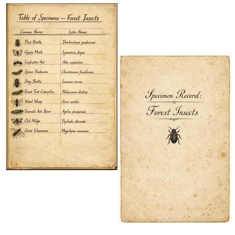 Printable Insect Journal Forest Insects Specimen Journal Pages – Vintage Entomology Printable ...