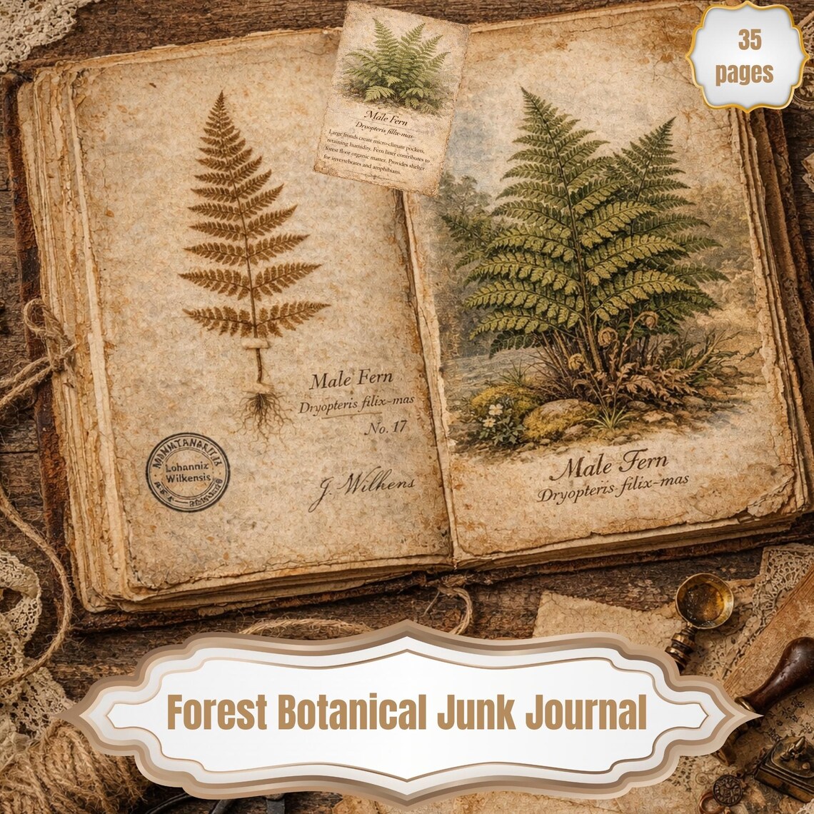 Forest Botanical Junk Journal Kit – Vintage Herbarium Printable Pages ...